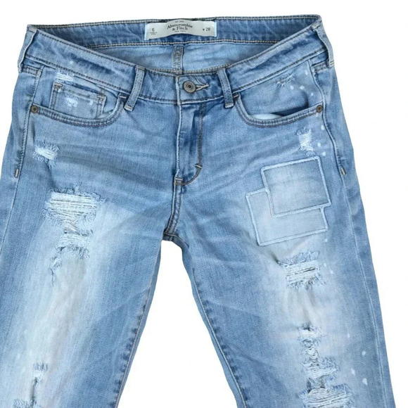 ABERCROMBIE & FITCH || Women's Patchwork Skinny Jeans Light Wash Size 6 (28) - Picture 3 of 12